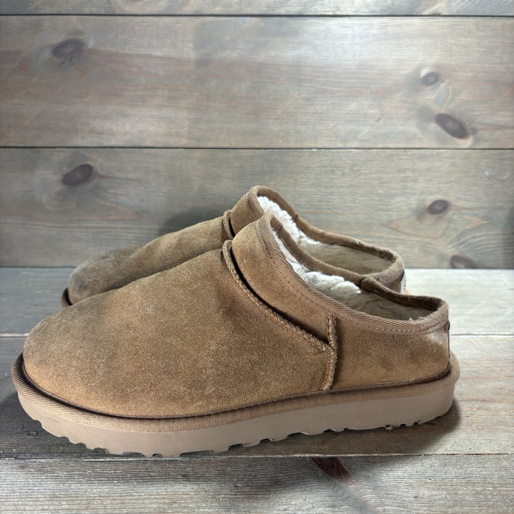 ugg classic slippers womens size 8 shoes brown suede shearling lined
